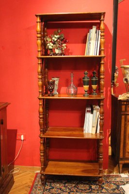 Italian 19th Century Regency Style Rustic Walnut Open Shelves Bookcase-AXE-1437430