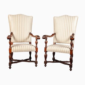 Italian 19th Century Walnut Carved Armchairs, Set of 2-MBH-1032023