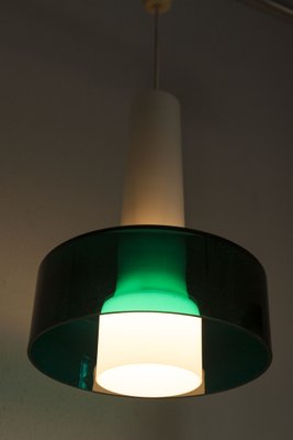 Italian 2-Piece Pendant Lamp in White Opaline and Green Transparent Glass, 1960s-VQY-1795550