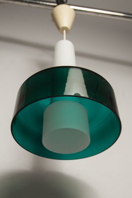 Italian 2-Piece Pendant Lamp in White Opaline and Green Transparent Glass, 1960s-VQY-1795550