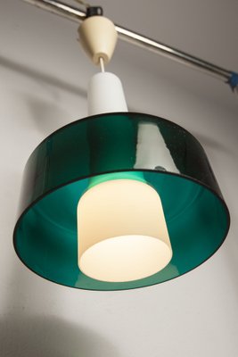 Italian 2-Piece Pendant Lamp in White Opaline and Green Transparent Glass, 1960s-VQY-1795550