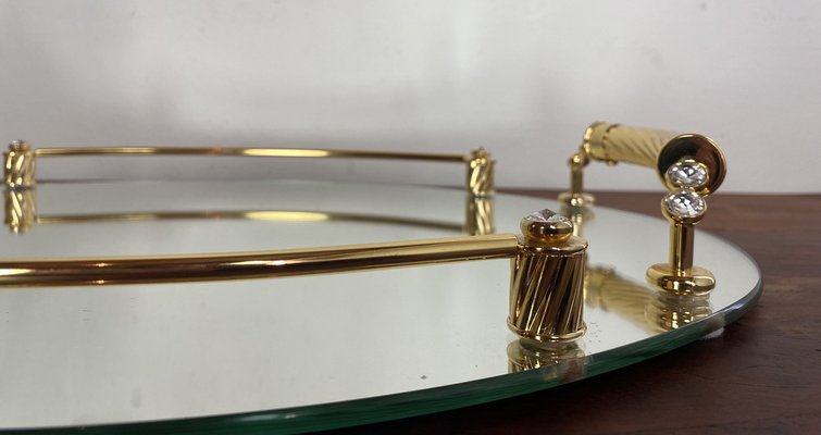 Italian 24-Karat Gold Plated and Brass Tray with Mirror, 1980s-WZZ-1768344