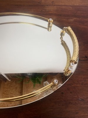 Italian 24-Karat Gold Plated and Brass Tray with Mirror, 1980s-WZZ-1768344