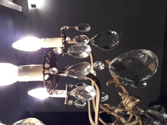 Italian 6-Arm Crystal Chandelier, 1930s-HIT-1347692