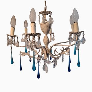 Italian 6-Arm Crystal Chandelier, 1930s-HIT-1347692