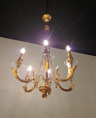 Italian 6-Light Chandelier by Oscar Torlasco, 1960s-ZST-632456