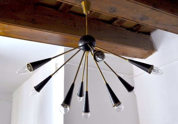 Italian 9-Arm Sputnik Chandelier, 1960s-EJE-892797