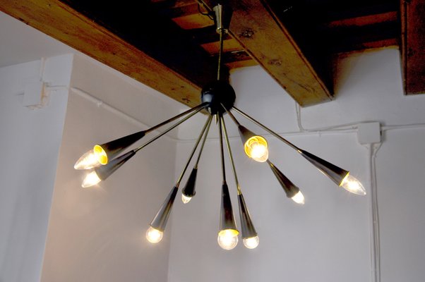 Italian 9-Arm Sputnik Chandelier, 1960s-EJE-892797