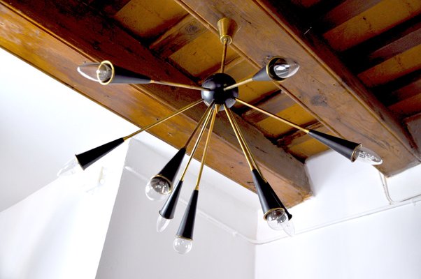 Italian 9-Arm Sputnik Chandelier, 1960s-EJE-892797