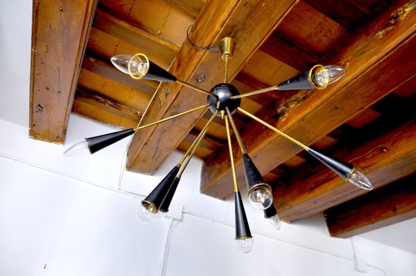 Italian 9-Arm Sputnik Chandelier, 1960s-EJE-892797