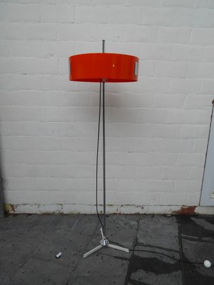 Italian Acrylic Glass and Orange Chromed Floor Lamp, 1970s-AWL-656828