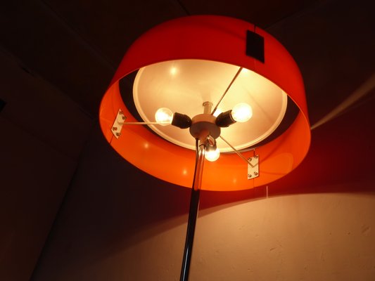 Italian Acrylic Glass and Orange Chromed Floor Lamp, 1970s-AWL-656828