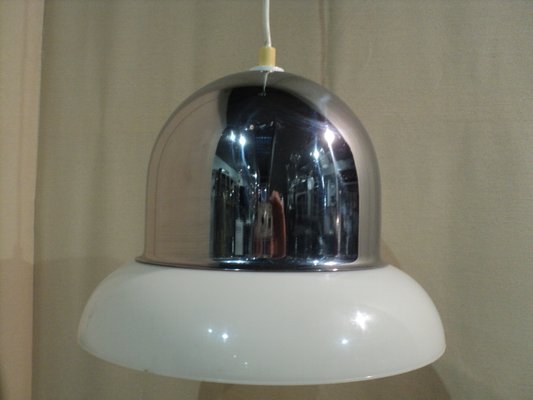 Italian Acrylic Glass and Steel Ceiling Lamp attributed to Guzzini, 1970s-ERB-553504