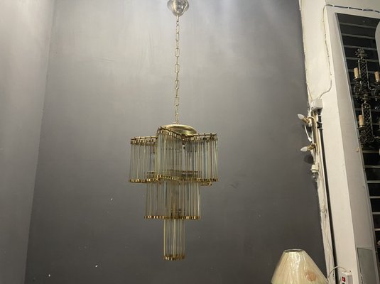 Italian Acrylic Glass Brass Chandelier-JJC-1356733