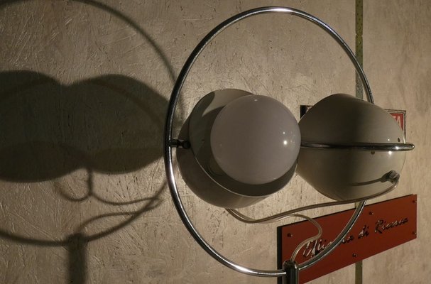 Italian Aluminum and Steel Circle Floor Lamp, 1960s-ERB-797392