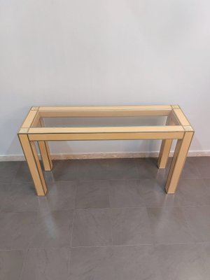 Italian Aluminum Lacquered Wood and Glass Design Console, 1970s-ZST-1161217