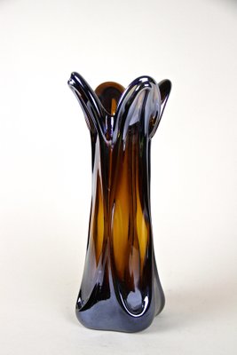 Italian Amber Colored Vase in Murano Glass with Chrome Effect, 1970-TQA-1322003