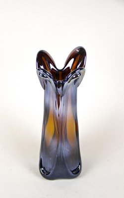 Italian Amber Colored Vase in Murano Glass with Chrome Effect, 1970-TQA-1322003