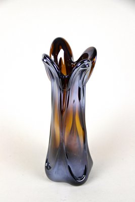 Italian Amber Colored Vase in Murano Glass with Chrome Effect, 1970-TQA-1322003