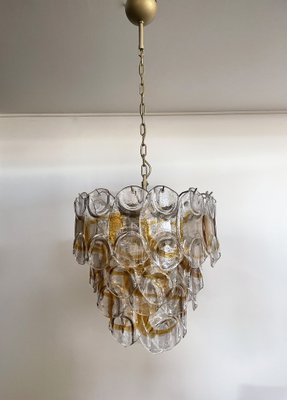 Italian Amber Murano Crostoli Glass Chandelier from Mazzega, 1990s-FHZ-1275666