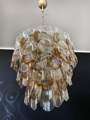 Italian Amber Murano Crostoli Glass Chandelier from Mazzega, 1990s-FHZ-1275666