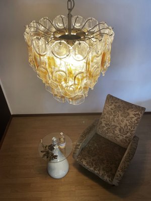 Italian Amber Murano Crostoli Glass Chandelier from Mazzega, 1990s-FHZ-1275666