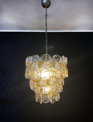 Italian Amber Murano Crostoli Glass Chandelier from Mazzega, 1990s-FHZ-1275666