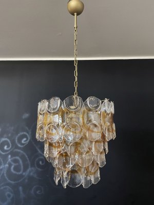 Italian Amber Murano Crostoli Glass Chandelier from Mazzega, 1990s-FHZ-1275666