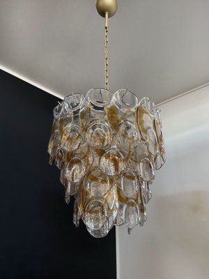 Italian Amber Murano Crostoli Glass Chandelier from Mazzega, 1990s-FHZ-1275666