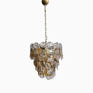 Italian Amber Murano Crostoli Glass Chandelier from Mazzega, 1990s-FHZ-1275666