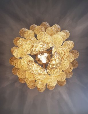 Italian Amber Murano Glass Chandelier with 52 Drop Petals, 1990s-FHZ-1818562