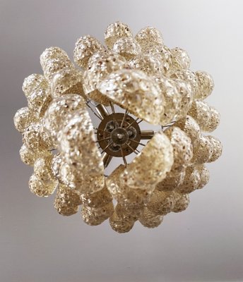 Italian Amber Murano Glass Chandelier with 52 Drop Petals, 1990s-FHZ-1818562