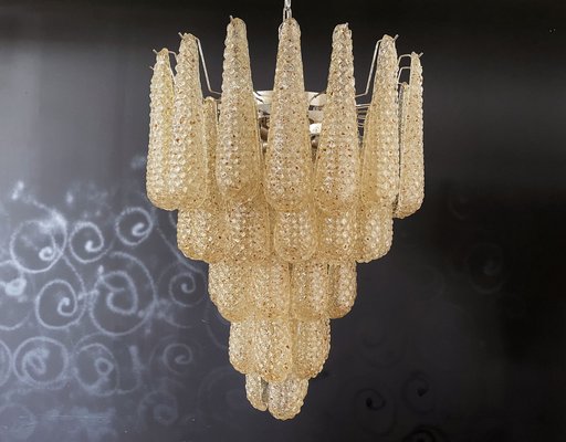 Italian Amber Murano Glass Chandelier with 52 Drop Petals, 1990s-FHZ-1818562