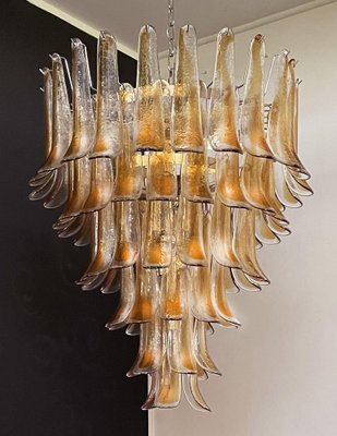 Italian Amber Murano Glass Petal Chandelier-OVO-1817276