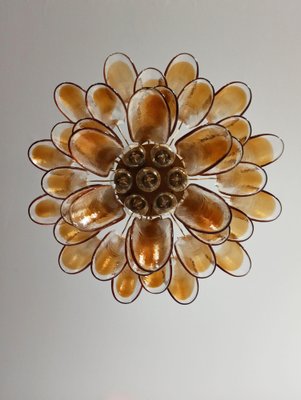 Italian Amber Murano Glass Petal Chandeliers, Set of 2-OVO-1817275