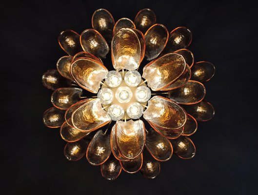 Italian Amber Murano Glass Petal Chandeliers, Set of 2-OVO-1817275