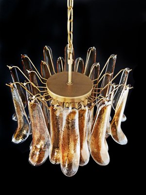 Italian Amber Murano Glass Petal Chandeliers, Set of 2-OVO-1817275