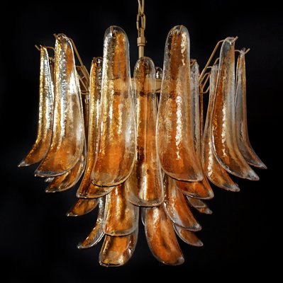 Italian Amber Murano Glass Petal Chandeliers, Set of 2-OVO-1817275