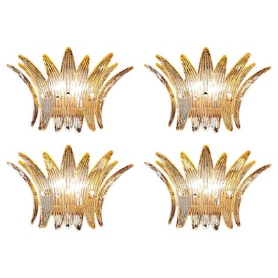 Italian Amber Palmette Sconces, Set of 4-OVO-1235287