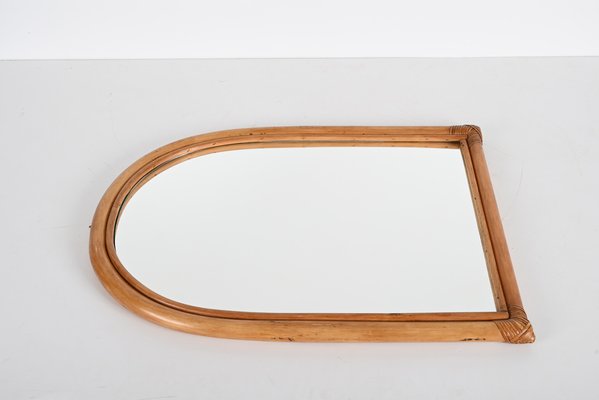 Italian Arch-Shaped Mirror with Double Bamboo Wicker Frame, 1970s-JDR-1450863