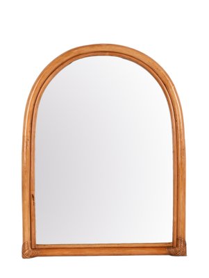 Italian Arch-Shaped Mirror with Double Bamboo Wicker Frame, 1970s-JDR-1450863