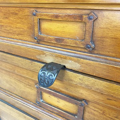 Italian Archive Cabinet in Walnut Wood and Brass Details, 1940s-GDD-1758579