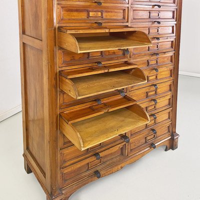 Italian Archive Cabinet in Walnut Wood and Brass Details, 1940s-GDD-1758579