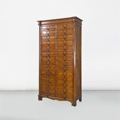 Italian Archive Cabinet in Walnut Wood and Brass Details, 1940s-GDD-1758579