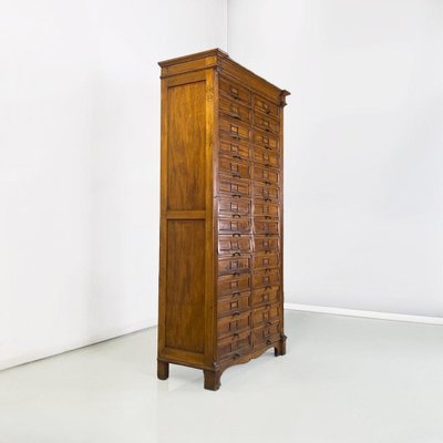 Italian Archive Cabinet in Walnut Wood and Brass Details, 1940s-GDD-1758579