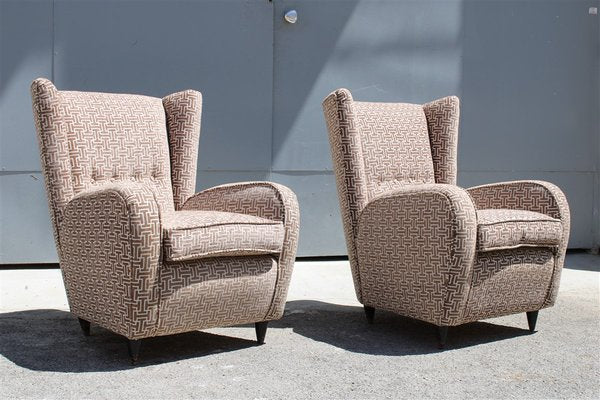 Italian Armchair in Geometric Velvet by Paolo Buffa, 1950s, Set of 2-EH-1263777