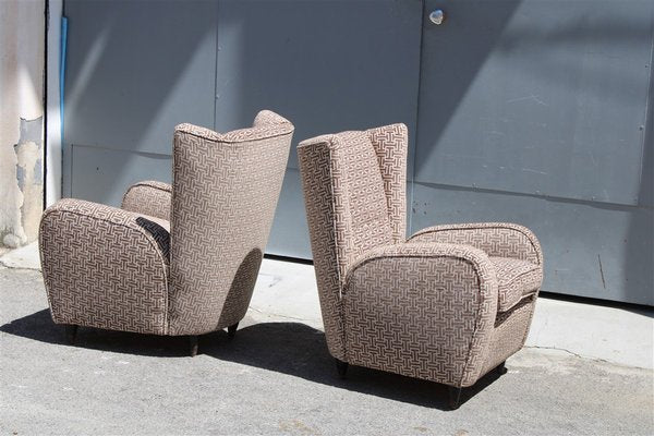 Italian Armchair in Geometric Velvet by Paolo Buffa, 1950s, Set of 2-EH-1263777