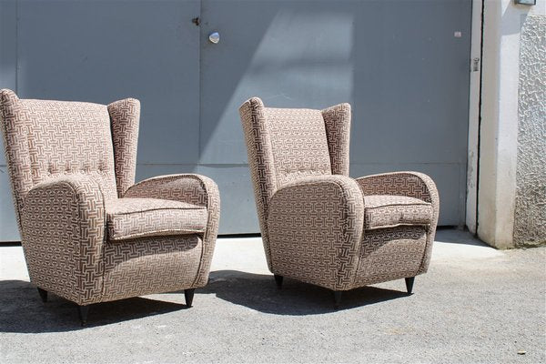 Italian Armchair in Geometric Velvet by Paolo Buffa, 1950s, Set of 2-EH-1263777