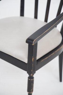 Italian Armchairs in Black Wood and White Leather, Set of 2-RCE-1268217