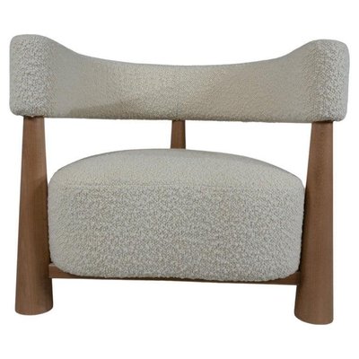 Italian Armchairs in Wood and White Boucle, Set of 2-FGA-1770728